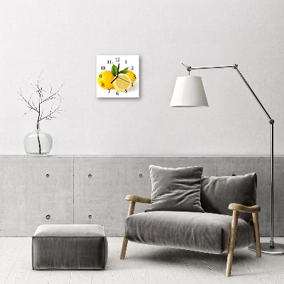 Glass Wall Clock Lemons fruit yellow