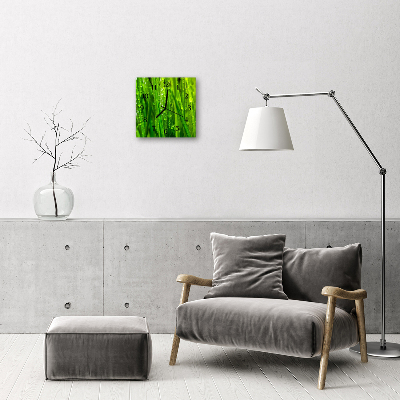 Glass Wall Clock Grass grass green