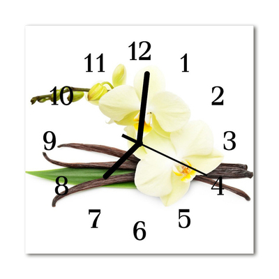 Glass Wall Clock Orchid vanilla flowers vanilla yellow