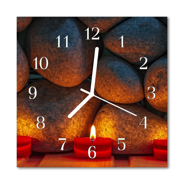 Glass Wall Clock Stones stones grey