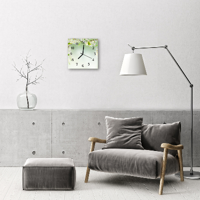 Glass Wall Clock Spring nature green