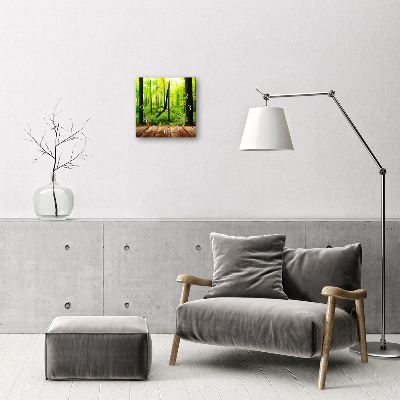 Glass Wall Clock Forest forest green