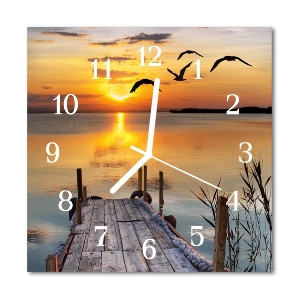 Glass Wall Clock Bridge lake architecture lake orange