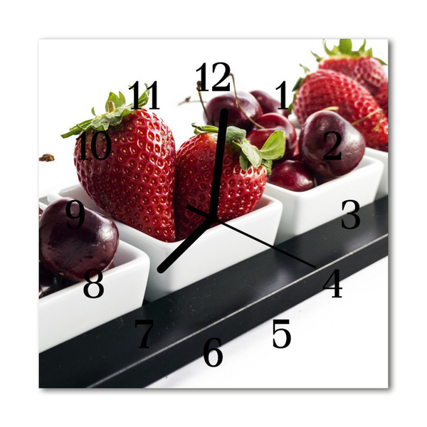 Glass Wall Clock Strawberries fruit red