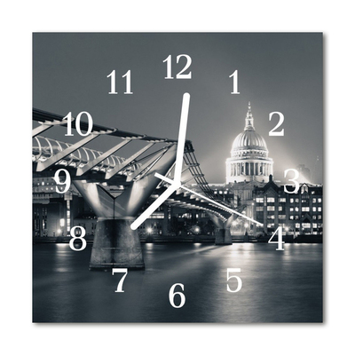 Glass Wall Clock Skyline beverages grey