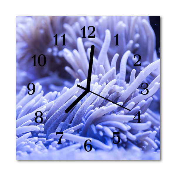 Glass Wall Clock Anemone animals blue