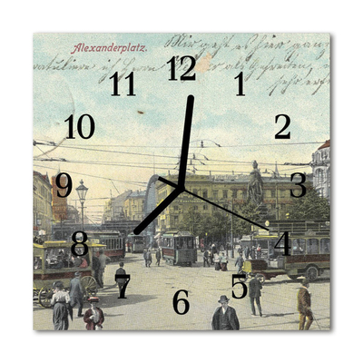 Glass Wall Clock Postcard postcard blue