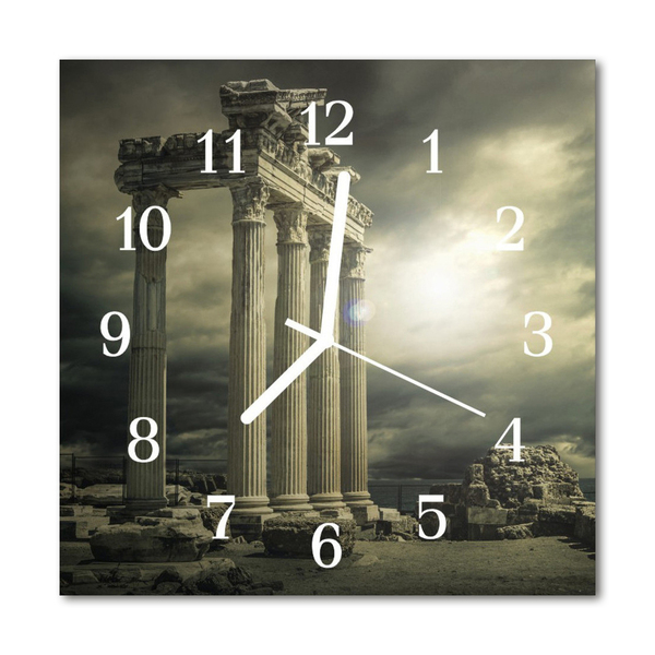 Glass Wall Clock Acropolis architecture grey