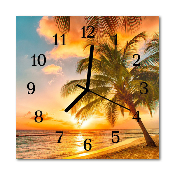 Glass Wall Clock Sunset nature orange