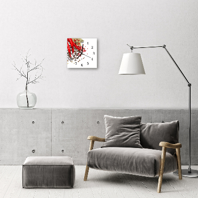 Glass Wall Clock Chili chili red