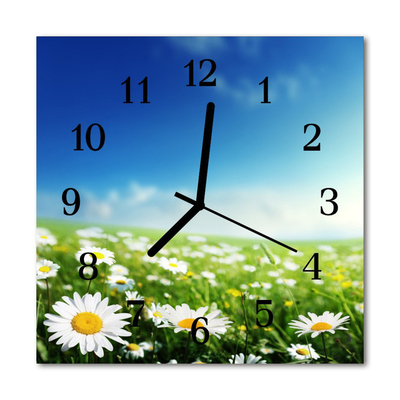 Glass Wall Clock Meadow landscape green