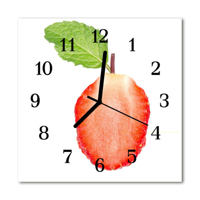 Glass Wall Clock Strawberry fruit red