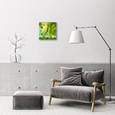 Glass Wall Clock Spring nature green