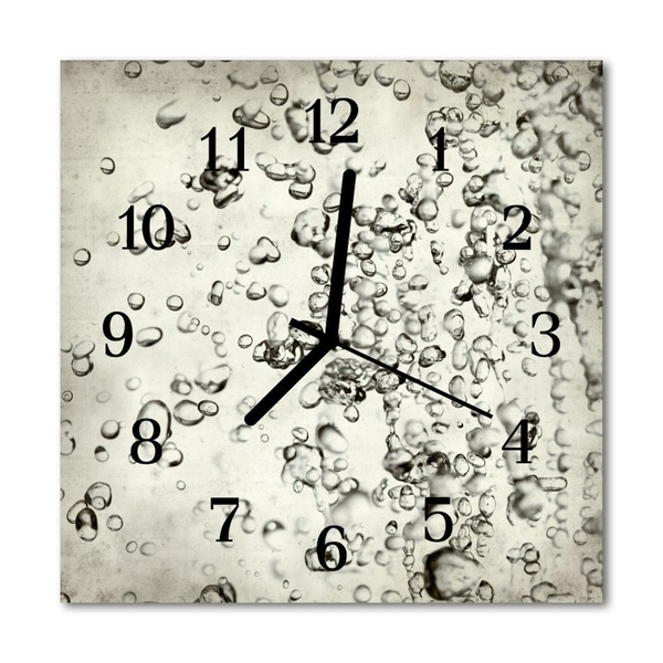 Glass Wall Clock Drops nature grey