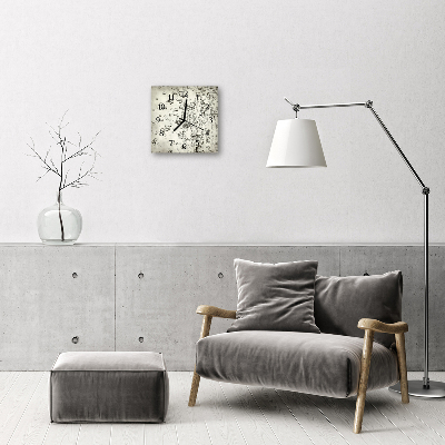 Glass Wall Clock Drops nature grey