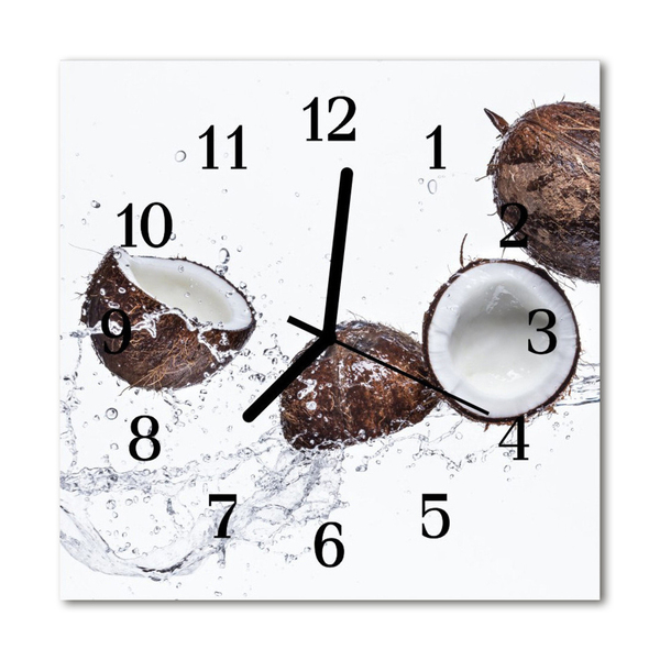 Glass Wall Clock Coconuts food and drinks brown