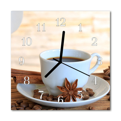 Glass Wall Clock Coffee food and drinks white