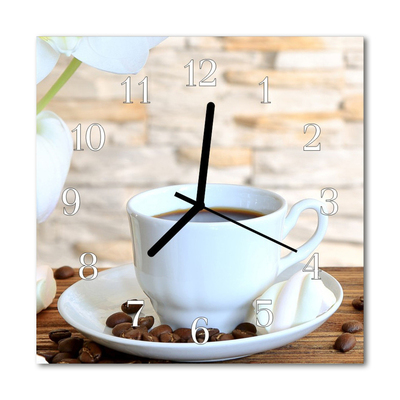 Glass Wall Clock Coffee food and drinks brown