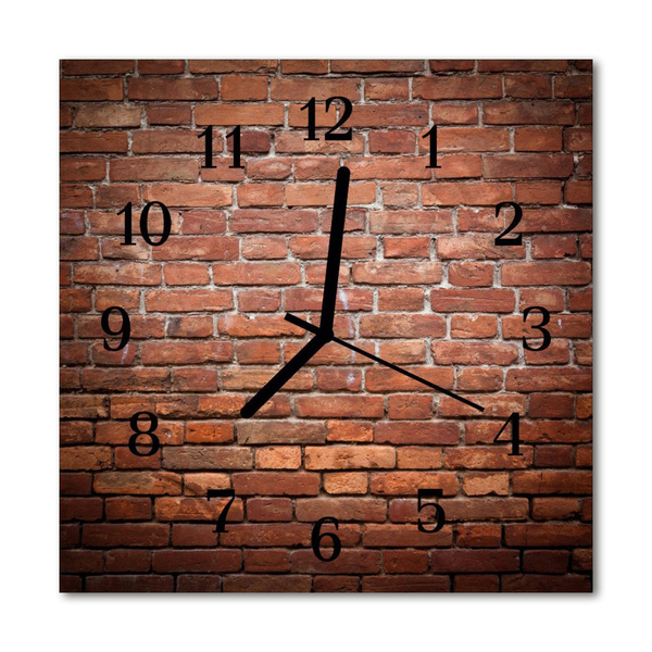 Glass Wall Clock Brick architecture red