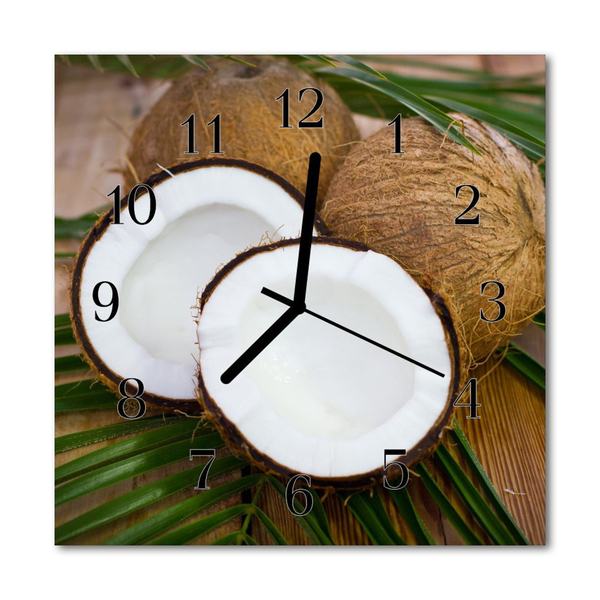 Glass Wall Clock Coconuts food and drinks brown