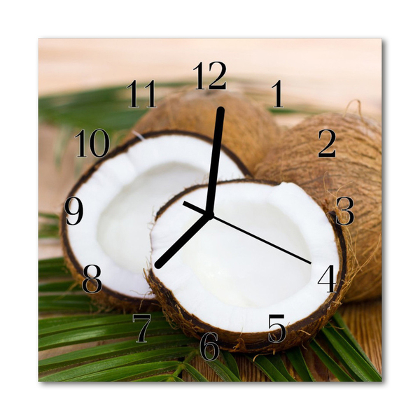 Glass Wall Clock Coconuts food and drinks brown