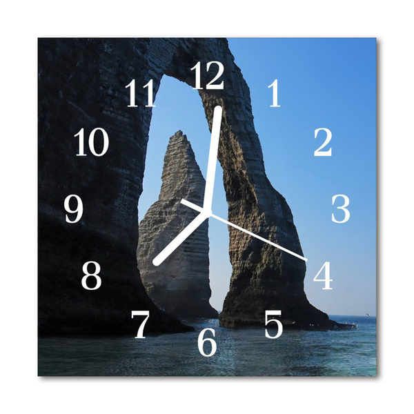 Glass Wall Clock Rock nature blue