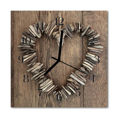 Glass Wall Clock Heart heart brown