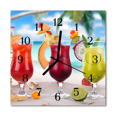 Glass Wall Clock Cocktail food and drinks multi-coloured