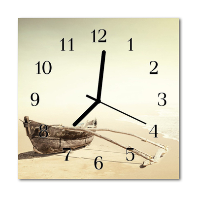 Glass Wall Clock Boat vehicles brown