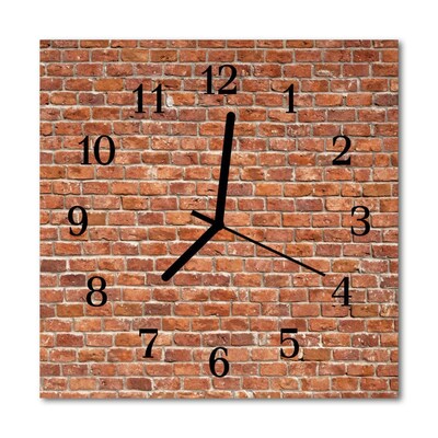 Glass Wall Clock Brick architecture red