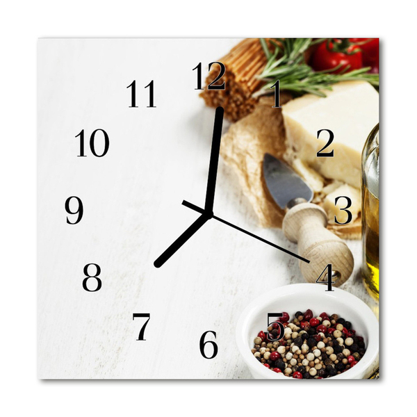 Glass Wall Clock Pasta pasta white