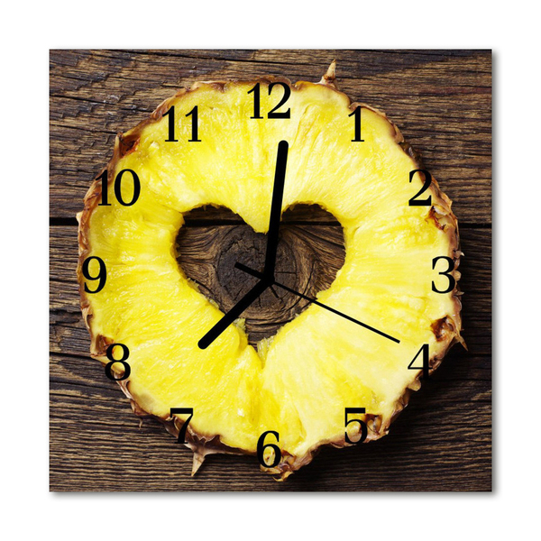 Glass Wall Clock Pineapple fruit yellow