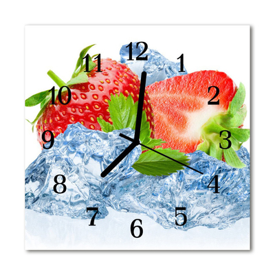 Glass Wall Clock Strawberries ice cream fruit ice red