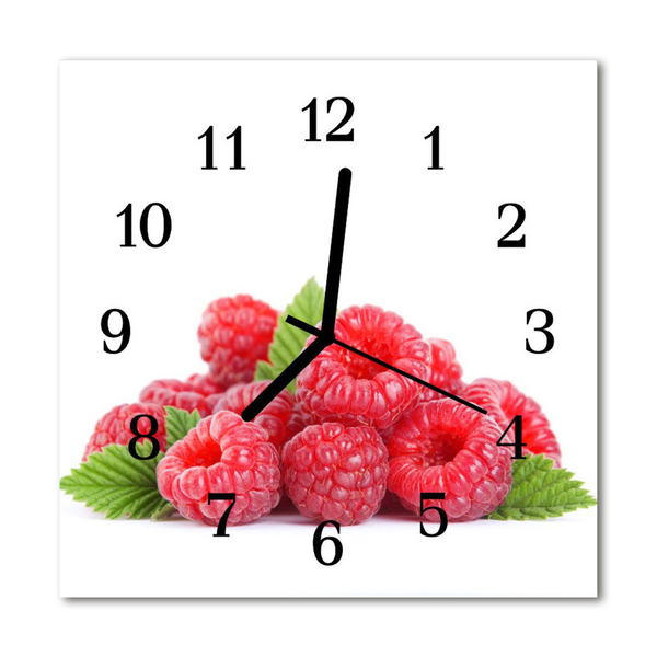 Glass Wall Clock Raspberries fruit pink