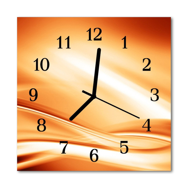 Glass Wall Clock Abstract art orange