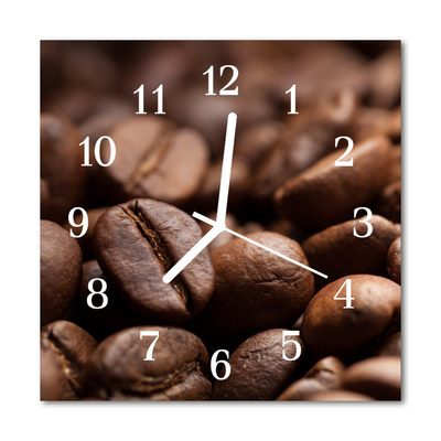 Glass Wall Clock Coffee beans food and drinks brown