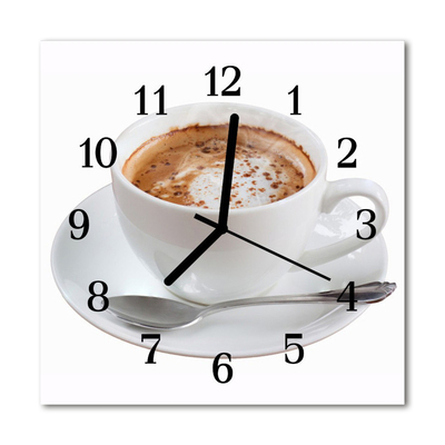 Glass Wall Clock Coffee food and drinks white