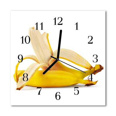 Glass Wall Clock Bananas fruit yellow