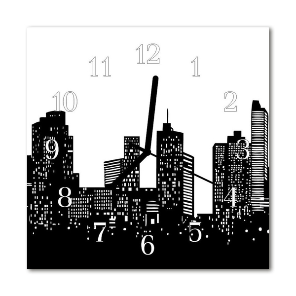 Glass Wall Clock Buildings building black