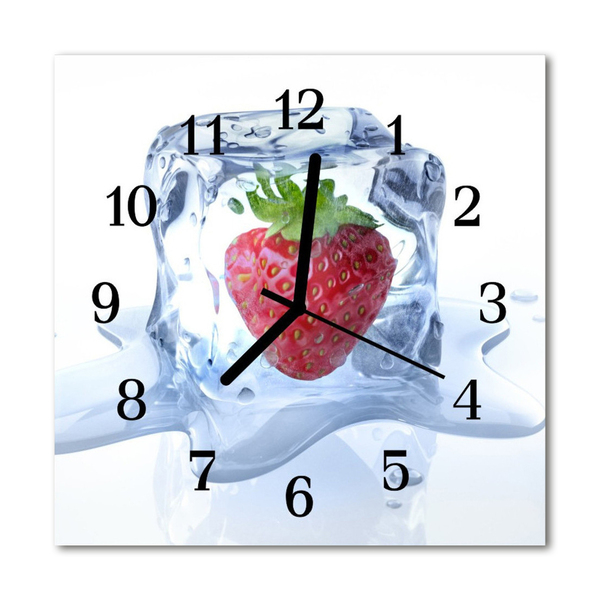 Glass Wall Clock Ice cream strawberry ice blue