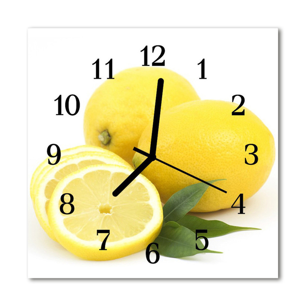 Glass Wall Clock Lemons fruit yellow