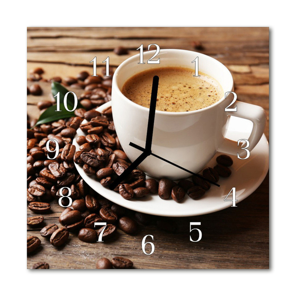 Glass Wall Clock Coffee food and drinks brown