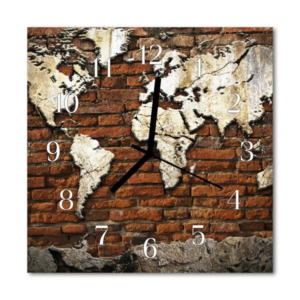 Glass Wall Clock Continents continents brown