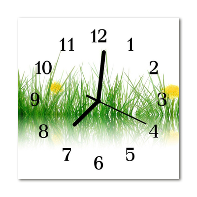 Glass Wall Clock Grass nature green