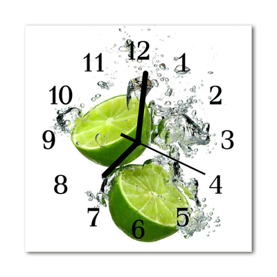 Glass Wall Clock Lime fruit green