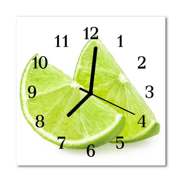 Glass Wall Clock Lime fruit green