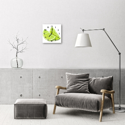 Glass Wall Clock Lime fruit green