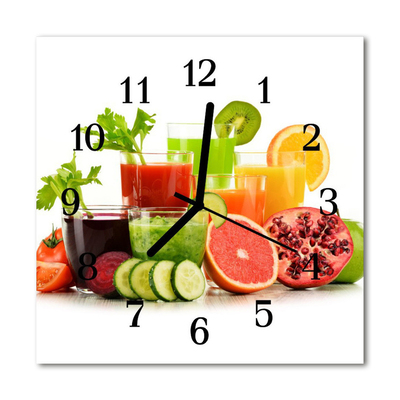 Glass Wall Clock Juices food and drinks multi-coloured