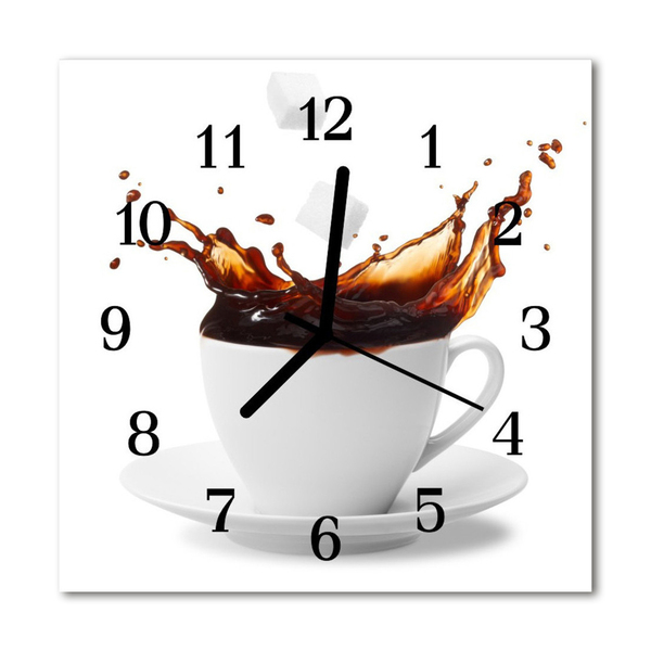 Glass Wall Clock Coffee food and drinks white