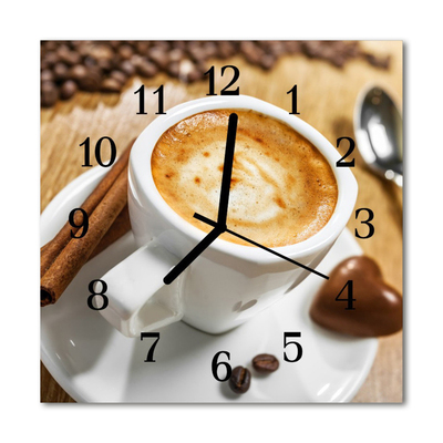 Glass Wall Clock Coffee food and drinks brown